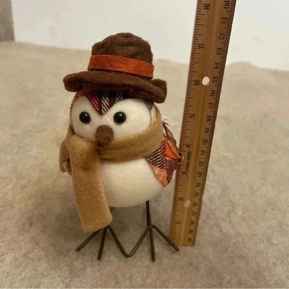 Harvest Autumn Fall Fabric Felt Birds Set 2 Birds Plaid Scarf Hat Holiday Decor - Picture 15 of 16